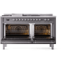 Ilve Nostalgie II Collection UP60FSNMPMGC - 60 Inch Freestanding Dual Fuel Range in Opened View