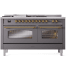 Ilve Nostalgie II Collection UP60FSNMPMGGLP - 60 Inch Freestanding Dual Fuel Range in Front View