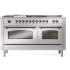 Ilve Nostalgie II Collection UP60FSNMPSSBLP - 60 Inch Freestanding Dual Fuel Range in Front View