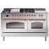 Ilve Nostalgie II Collection UP60FSNMPSSPLP - 60 Inch Freestanding Dual Fuel Range in Front View