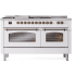 Ilve Nostalgie II Collection UP60FSNMPWHBLP - 60 Inch Freestanding Dual Fuel Range in Front View