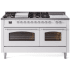 Ilve Nostalgie II Collection UP60FSNMPWHCLP - 60 Inch Freestanding Dual Fuel Range in Front View