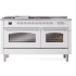 Ilve Nostalgie II Collection UP60FSNMPWHCLP - 60 Inch Freestanding Dual Fuel Range in Front View