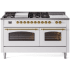 Ilve Nostalgie II Collection UP60FSNMPWHGLP - 60 Inch Freestanding Dual Fuel Range in Front View