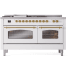 Ilve Nostalgie II Collection UP60FSNMPWHGLP - 60 Inch Freestanding Dual Fuel Range in Front View