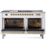Ilve Nostalgie II Collection UP60FSNMPWHGLP - 60 Inch Freestanding Dual Fuel Range in Opened View