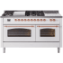 Ilve Nostalgie II Collection UP60FSNMPWHPLP - 60 Inch Freestanding Dual Fuel Range in Front View
