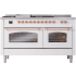 Ilve Nostalgie II Collection UP60FSNMPWHPLP - 60 Inch Freestanding Dual Fuel Range in Front View