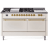 Ilve Nostalgie II Collection UP60FSQNMPAWGLP - 60 Inch Freestanding Dual Fuel Range in Front View