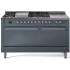 Ilve Nostalgie II Collection UP60FSQNMPBGC - 60 Inch Freestanding Dual Fuel Range in Front View