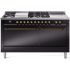 Ilve Nostalgie II Collection UP60FSQNMPBKBLP - 60 Inch Freestanding Dual Fuel Range in Front View