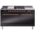 Ilve Nostalgie II Collection UP60FSQNMPBKPLP - 60 Inch Freestanding Dual Fuel Range in Front View