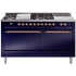 Ilve Nostalgie II Collection UP60FSQNMPMBPLP - 60 Inch Freestanding Dual Fuel Range in Front View