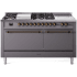 Ilve Nostalgie II Collection UP60FSQNMPMGB - 60 Inch Freestanding Dual Fuel Range in Front View