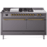 Ilve Nostalgie II Collection UP60FSQNMPMGG - 60 Inch Freestanding Dual Fuel Range in Front View