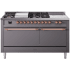 Ilve Nostalgie II Collection UP60FSQNMPMGPLP - 60 Inch Freestanding Dual Fuel Range in Front View