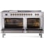 Ilve Nostalgie II Collection UP60FSQNMPSSG - 60 Inch Freestanding Dual Fuel Range