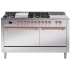Ilve Nostalgie II Collection UP60FSQNMPSSPLP - 60 Inch Freestanding Dual Fuel Range in Front View