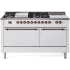Ilve Nostalgie II Collection UP60FSQNMPWHBLP - 60 Inch Freestanding Dual Fuel Range in Front View