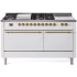 Ilve Nostalgie II Collection UP60FSQNMPWHGLP - 60 Inch Freestanding Dual Fuel Range in Front View