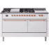 Ilve Nostalgie II Collection UP60FSQNMPWHP - 60 Inch Freestanding Dual Fuel Range in Front View