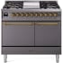 Ilve Nostalgie II Collection UPD40FQNMPMGG - 40 Inch Freestanding Dual Fuel Range in Front View