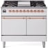 Ilve Nostalgie II Collection UPD40FQNMPWHPLP - 40 Inch Solid Door Freestanding Dual Range with 6 Sealed Burner in Copper Trim