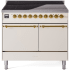 Ilve Nostalgie II Collection UPDI406QNMPAWG - 40 Inch Solid Door Freestanding Induction Range in Brass Trim with 6 Elements