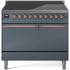 Ilve Nostalgie II Collection UPDI406QNMPBGP - 40 Inch Solid Door Freestanding Induction Range in Copper Trim with 6 Elements