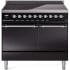 Ilve Nostalgie II Collection UPDI406QNMPBKC - 40 Inch Solid Door Freestanding Induction Range in Chrome Trim with 6 Elements