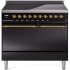 Ilve Nostalgie II Collection UPDI406QNMPBKG - 40 Inch Solid Door Freestanding Induction Range in Brass Trim with 6 Elements