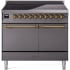 Ilve Nostalgie II Collection UPDI406QNMPMGG - 40 Inch Solid Door Freestanding Induction Range in Brass Trim with 6 Elements