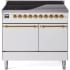 Ilve Nostalgie II Collection UPDI406QNMPWHG - 40 Inch Solid Door Freestanding Induction Range in Brass Trim with 6 Elements