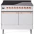 Ilve Nostalgie II Collection UPDI406QNMPWHP - 40 Inch Solid Door Freestanding Induction Range in Copper Trim with 6 Elements