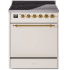 Ilve Nostalgie II Collection UPI304QNMPAWG - 30 Inch Solid Door Freestanding Induction Range in Brass Trim with 4 Elements
