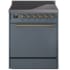 Ilve Nostalgie II Collection UPI304QNMPBGG - 30 Inch Solid Door Freestanding Induction Range in Brass Trim with 4 Elements