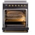 Ilve Nostalgie II Collection UPI304QNMPBKG - Nostalgie II 30 Inch Induction Range Solid Door in Glossy Black with Brass Trim