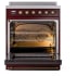 Ilve Nostalgie II Collection UPI304QNMPBUB - Nostalgie II 30 Inch Induction Range Solid Door in Burgundy with Bronze Trim
