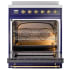 Ilve Nostalgie II Collection UPI304QNMPMBG - Nostalgie II 30 Inch Induction Range Solid Door in Midnight Blue with Brass Trim