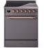 Ilve Nostalgie II Collection UPI304QNMPMGP - 30 Inch Solid Door Freestanding Induction Range in Copper Trim with 4 Elements