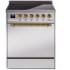 Ilve Nostalgie II Collection UPI304QNMPSSG - 30 Inch Solid Door Freestanding Induction Range in Brass Trim with 4 Elements