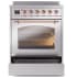 Ilve Nostalgie II Collection UPI304QNMPSSP - Nostalgie II 30 Inch Induction Range Solid Door in Stainless Steel with Copper Trim Storage Drawer