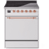 Ilve Nostalgie II Collection UPI304QNMPWHP - 30 Inch Solid Door Freestanding Induction Range in Copper Trim with 4 Elements