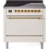 Ilve Nostalgie II Collection UPI366QNMPAWG - 36 Inch Solid Door Freestanding Induction Range in Brass Trim with 6 Elements