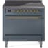 Ilve Nostalgie II Collection UPI366QNMPBGG - 36 Inch Solid Door Freestanding Induction Range in Brass Trim with 6 Elements
