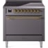 Ilve Nostalgie II Collection UPI366QNMPMGG - 36 Inch Solid Door Freestanding Induction Range in Brass Trim with 6 Elements