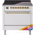 Ilve Nostalgie II Collection UPI366QNMPRAG - 36 Inch Solid Door Freestanding Induction Range in Brass Trim with 6 Elements