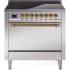 Ilve Nostalgie II Collection UPI366QNMPSSG - 36 Inch Solid Door Freestanding Induction Range in Brass Trim with 6 Elements
