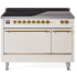 Ilve Nostalgie II Collection UPI486QNMPAWG - 48 Inch Solid Door Freestanding Induction Range in Brass Trim with 6 Elements