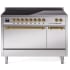 Ilve Nostalgie II Collection UPI486QNMPSSG - 48 Inch Solid Door Freestanding Induction Range in Brass Trim with 6 Elements